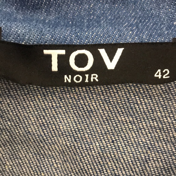 TOV NOIR Power Puff Shoulder Belted COTTON Denim MIDI Dress,SZ 8= EU 42 NWOT - Picture 3 of 4